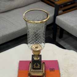 Pirinç Cam Ayaklı Dekoratif Vazo