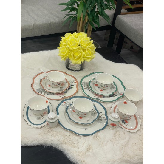 ROYKING Bone China 6 Kişilik 42 Parça Kahvaltı Seti