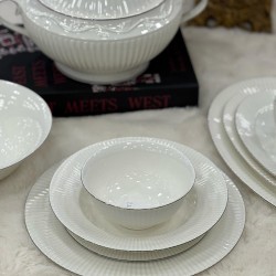 Aryıldız 12 Kişilik 60 Parça Gümüş Yaldızlı Bone Porselen Yemek Takımı 