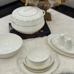 Aryıldız 12 Kişilik 60 Parça Bone Porselen Altın Yaldızlı Yemek Takımı