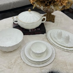 Aryıldız 12 Kişilik 60 Parça Bone Porselen Altın Yaldızlı Yemek Takımı 