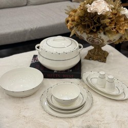 Aryıldız 12 Kişilik 60 Parça Bone Porselen Gümüş Yemek Takımı 