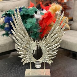Ferforje Metal Kanat Decor Şamdan Gümüş Renk