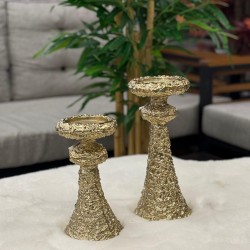 Altın Renk Alüminyum Döküm 2’li Şamdan Set