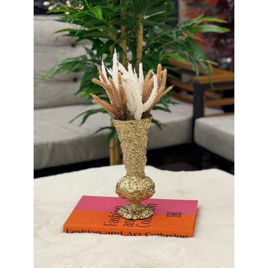 Altın Renk Alüminyum Döküm Masa Üstü Decor Vazo 