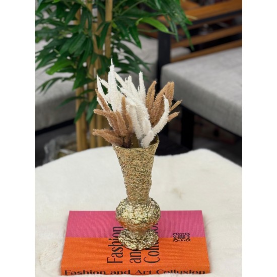 Altın Renk Alüminyum Döküm Masa Üstü Decor Vazo 