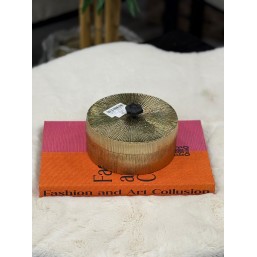 Altın Renk Büyük Boy Alüminyum Döküm Kapaklı Dekor Kutu 