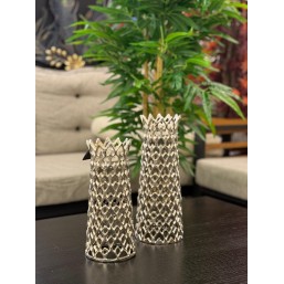 Gümüş Renk 2’li Alüminyum Döküm Şamdan Seti 