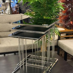 Gümüş Renk Kaplama Füme Renk Aynalı 2 Yıl Kaplama Garantili Kare Model 3’lü Zigon