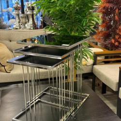 Gümüş Renk Kaplama Füme Renk Aynalı 2 Yıl Kaplama Garantili Kare Model 3’lü Zigon