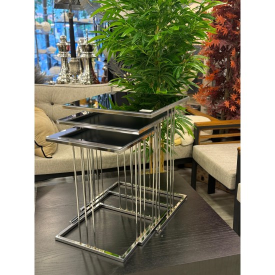 Gümüş Renk Kaplama Füme Renk Aynalı 2 Yıl Kaplama Garantili Kare Model 3’lü Zigon