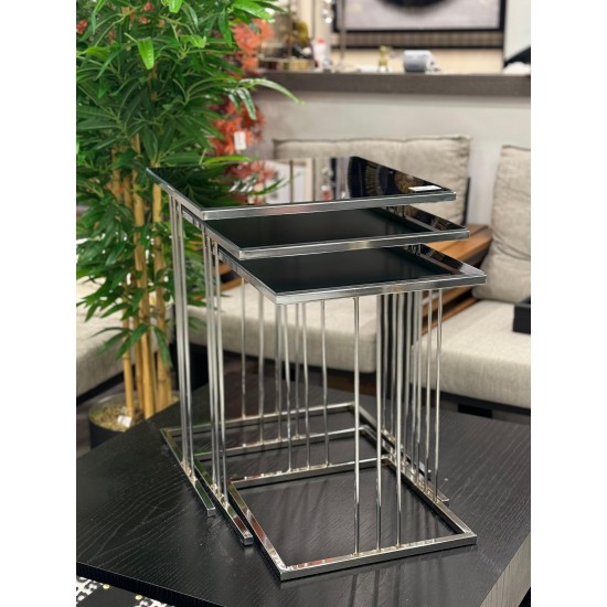 Gümüş Renk Kaplama Füme Renk Aynalı 2 Yıl Kaplama Garantili Kare Model 3’lü Zigon