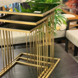 Eskitme Renk Kaplama Bronz Renk Aynalı 2 Yıl Kaplama Garantili Kare Model 3’lü Zigon 