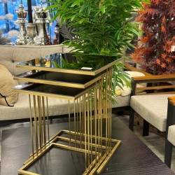 Eskitme Renk Kaplama Bronz Renk Aynalı 2 Yıl Kaplama Garantili Kare Model 3’lü Zigon 