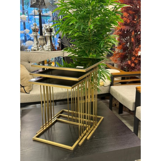 Eskitme Renk Kaplama Bronz Renk Aynalı 2 Yıl Kaplama Garantili Kare Model 3’lü Zigon 