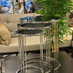 Ring Model Gümüş Renk Kaplama 2 Yıl Garantili 3’lü Yuvarlak Zigon Sehpa