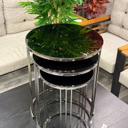 Ring Model Titanyum Renk Kaplama 2 Yıl Garantili 3’lü Yuvarlak Zigon Sehpa 