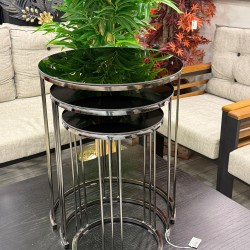 Ring Model Titanyum Renk Kaplama 2 Yıl Garantili 3’lü Yuvarlak Zigon Sehpa 