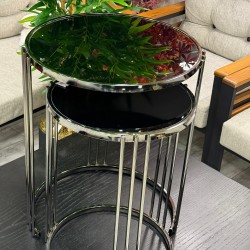 Ring  Plus 2’li Titanyum  Renk Kaplama 2 Yıl Kaplama Garantili Siyah Camlı Zigon Sehpa