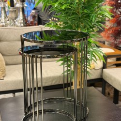 Ring  Plus 2’li Titanyum  Renk Kaplama 2 Yıl Kaplama Garantili Siyah Camlı Zigon Sehpa