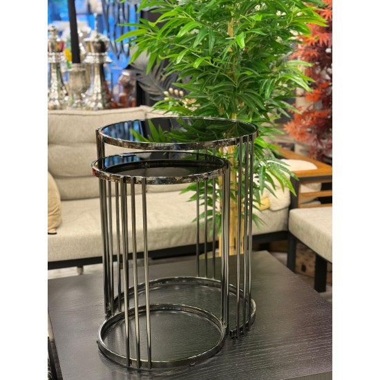 Ring  Plus 2’li Titanyum  Renk Kaplama 2 Yıl Kaplama Garantili Siyah Camlı Zigon Sehpa