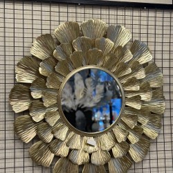 Metal Ferforje Altın Renk Dekor Duvar Ayna