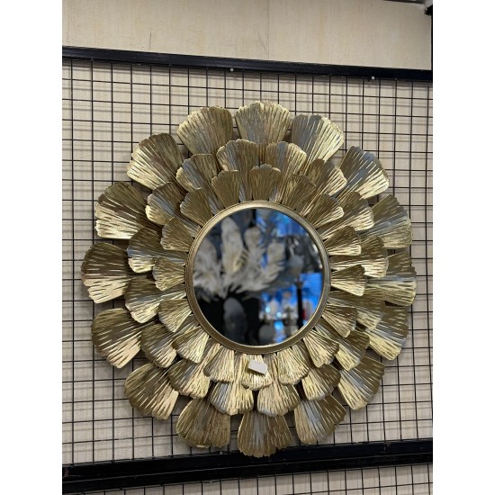 Metal Ferforje Altın Renk Dekor Duvar Ayna