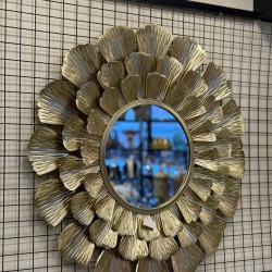 Metal Ferforje Altın Renk Dekor Duvar Ayna