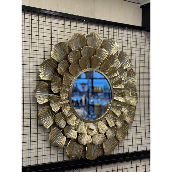 Metal Ferforje Altın Renk Dekor Duvar Ayna