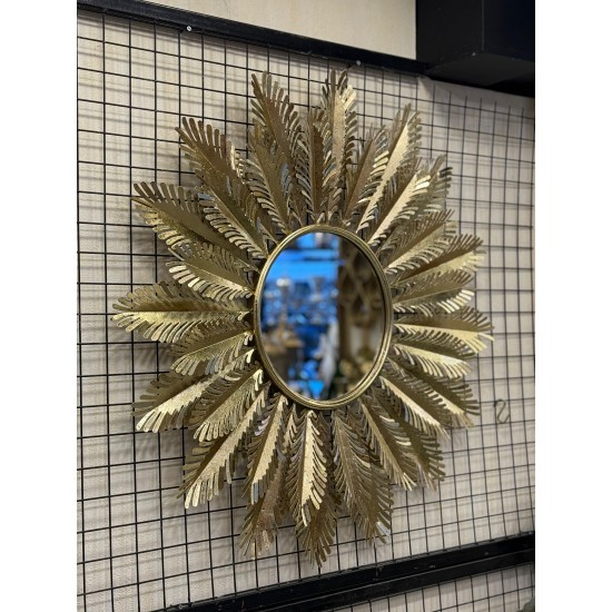 Metal yaprak dekor Altın Renk Duvar Aynası