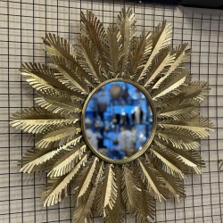 Metal yaprak dekor Altın Renk Duvar Aynası