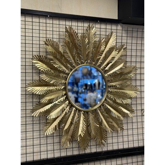 Metal yaprak dekor Altın Renk Duvar Aynası