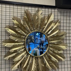 Metal yaprak dekor Altın Renk Duvar Aynası