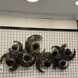 Metal Ferforje Kahve Renk Gold Desenli Duvar Pano