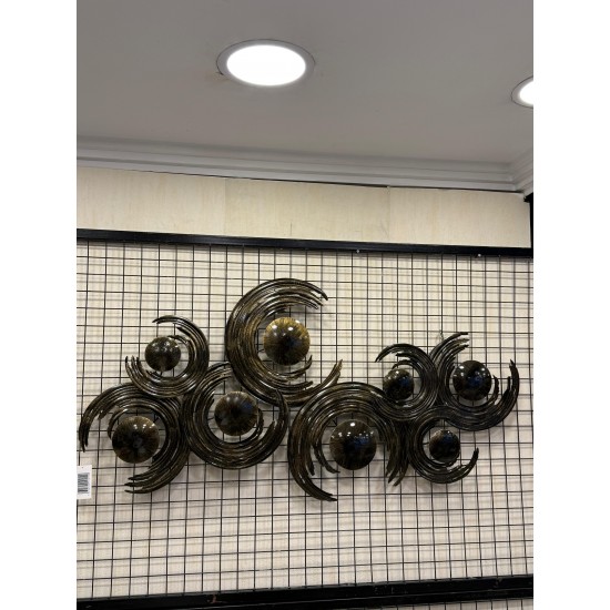 Metal Ferforje Kahve Renk Gold Desenli Duvar Pano