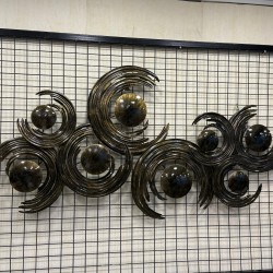 Metal Ferforje Kahve Renk Gold Desenli Duvar Pano