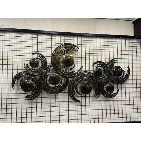 Metal Ferforje Kahve Renk Gold Desenli Duvar Pano