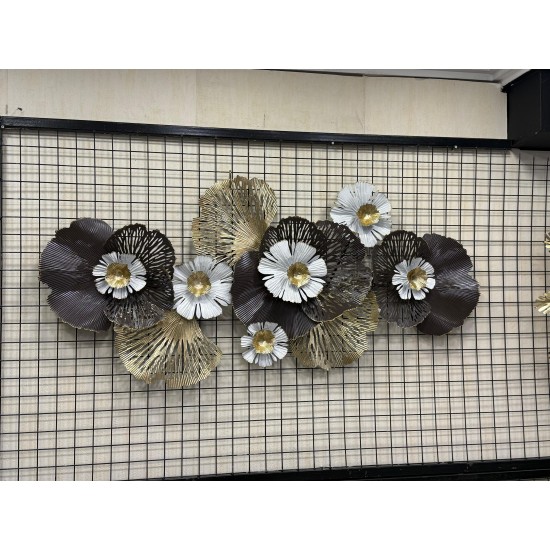 Metal Ferforje Kahve Renk Beyaz Ve Gold Detaylı Duvar Pano