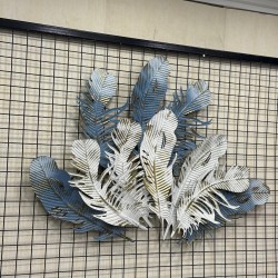 Metal Ferforje Mavi Beyaz Renk Gold Detaylı Duvar Pano 