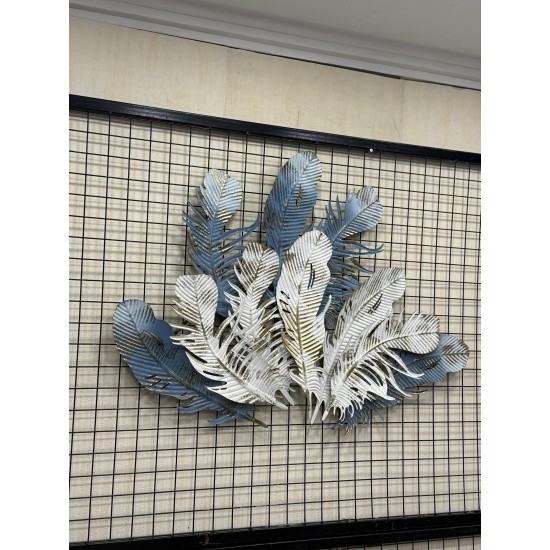 Metal Ferforje Mavi Beyaz Renk Gold Detaylı Duvar Pano 