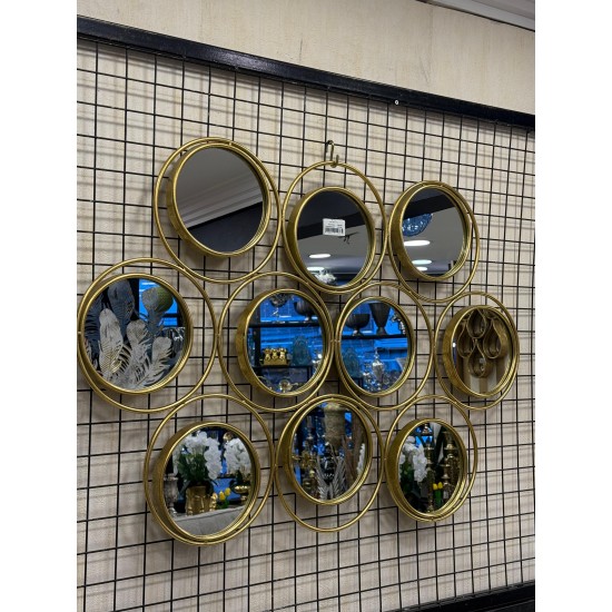 Metal Ferforje 10’lu Duvar Dekor Ayna 