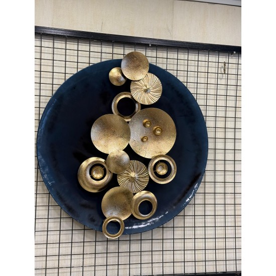 Metal Ferforje Lacivert Gold Detaylı Duvar Pano