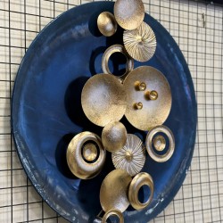 Metal Ferforje Lacivert Gold Detaylı Duvar Pano