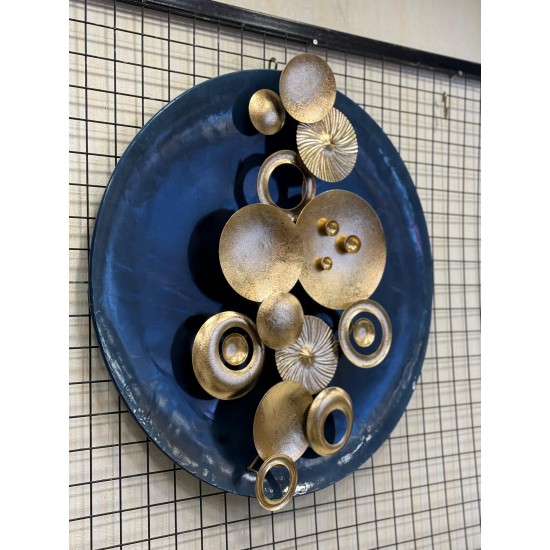 Metal Ferforje Lacivert Gold Detaylı Duvar Pano