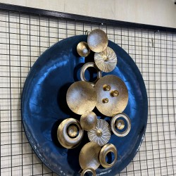 Metal Ferforje Lacivert Gold Detaylı Duvar Pano