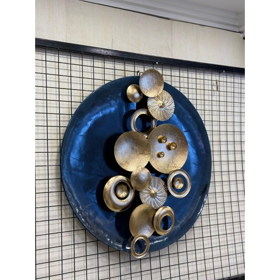 Metal Ferforje Lacivert Gold Detaylı Duvar Pano