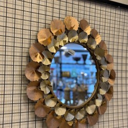 Metal Ferforje Bronz Ve Gold Renk Detaylı Duvar Ayna
