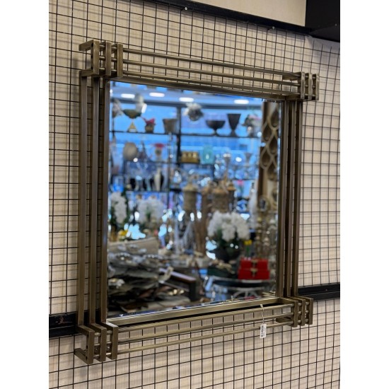 Metal Eskitme Renk Pirinç Kaplama Kare Dekor Duvar Ayna