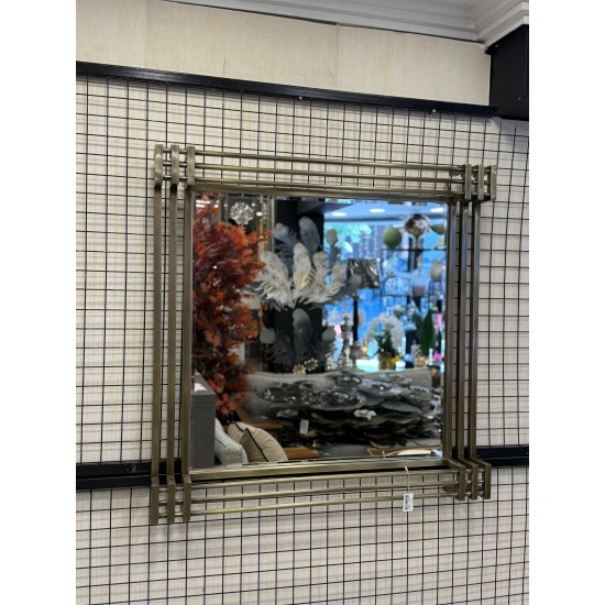 Metal Eskitme Renk Pirinç Kaplama Kare Dekor Duvar Ayna