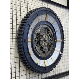 Metal Ferforje Çarklı Dekor Saat 